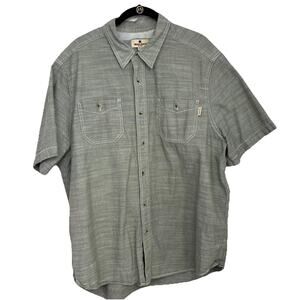 Woolrich Men's Short Sleeve Button Up Shirt Size XL Green Pockets Camp Outdoor